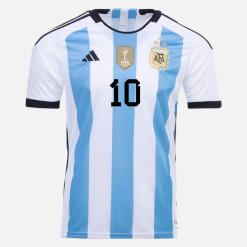 Camisola Argentina Messi 10 Principal Copa Do Mundo 2022 (Três estrelas)