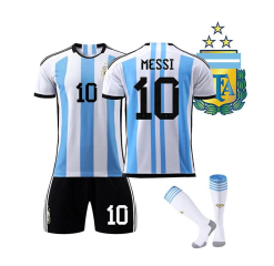 Camisola Argentina Messi 10 Criança Equipamento Principal Três estrelas 2022-23